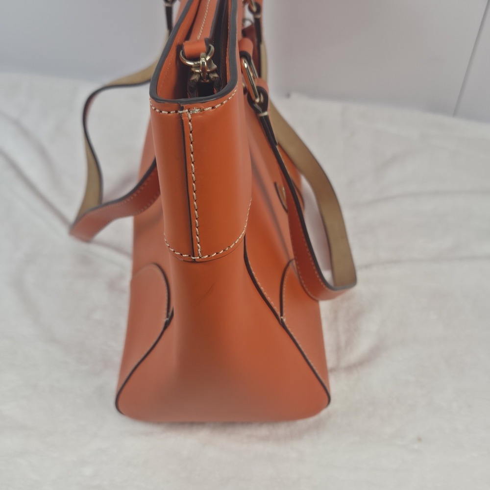 Dooney & Bourke "MILA" Pumpkin Color/Large Leather Tote Bag With Dust Cover - Picture 9 of 16